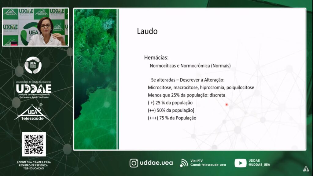 Hemoam promove primeira webpalestra de hematologia para municípios do interior Portal Informe Digital A pesquisadora e gerente de ensino da Fundacao Hemoam Hedylamar Marques ministrou a palestra Alteracoes do Hemograma nas Anemias 1024x576 1